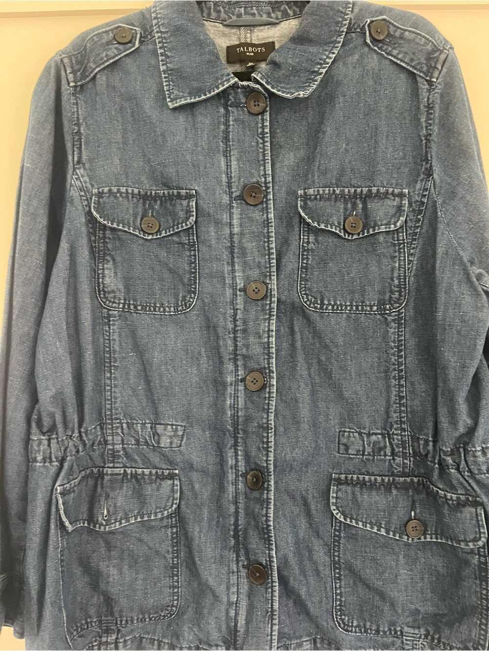 Talbots Denim Military Utility Hemp Blue Jacket